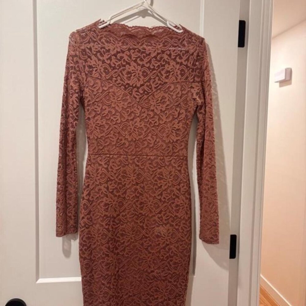 Windsor | Mauve/Pink Lace Long Sleeve Bodycon Dress | Sz: S | Excellent Conditon